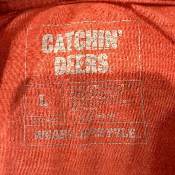 Catchin’ Deers Giddy Up Sketch Tee TShirt Mens Large Orange Hunting Funny Casual - Picture 4 of 6